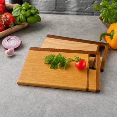 Handgemachtes Frühstücksbrettchen aus Eiche, Esche & Purple Wood – Stilvolles Schneidebrett, Vesperbrett, Unikat