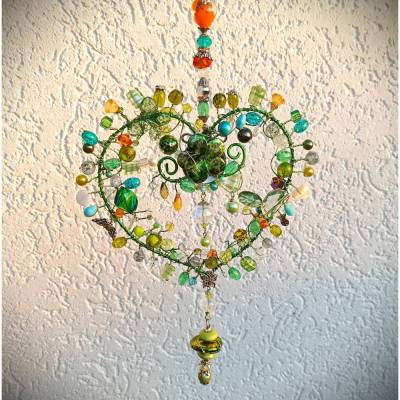 Funkelnder großer Herz Suncatcher – Handgefertigter Feng Shui Sonnenfänger als Fensterdeko & Muttertagsgeschenk