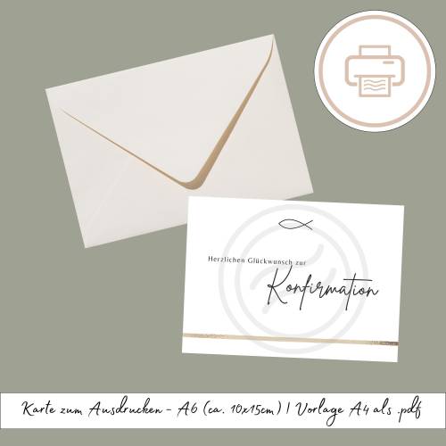Konfirmationskarte zum Ausdrucken, druckbares Last Minute Geschenk | Druckvorlage, Printables Geschenk zur Konfirmation
