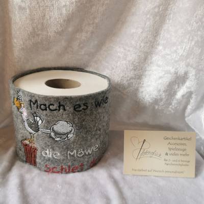 Bestickte Klorollenverstecker aus Filz – Klorollenbanderole mit Klettverschluss