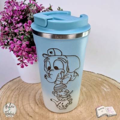 Thermobecher Elefant – 500 ml Kaffeebecher mit Gravur und Farbverlauf
