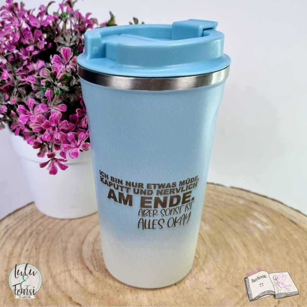 Thermobecher Elefant – 500 ml Kaffeebecher mit Gravur und Farbverlauf