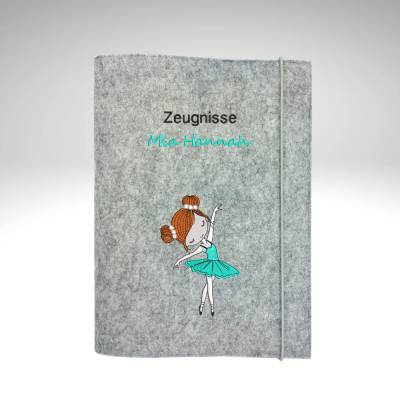 Zeugnismappe Ballerina personalisierte Dokumentenmappe Filz Sichtbuch