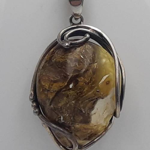 Bernstein Anhänger Unikat 925 Silber Bernsteinanhänger Collier Kette Unikat