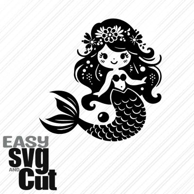 Meerjungfrau No. 7 SVG Vektorgrafik Plotter und Laserdatei Basteln DIY