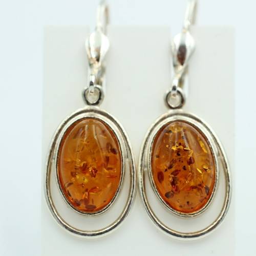 Bernstein Ohrhänger Brisur 925 Silber brauner Bernstein Designohrhänger Top