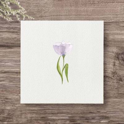 Miniaturen Mini-Aquarell LILA BLÜTE transparent, Geschenkidee Kunstdruck Minibild Sommerblumen im minimalistischen Stil