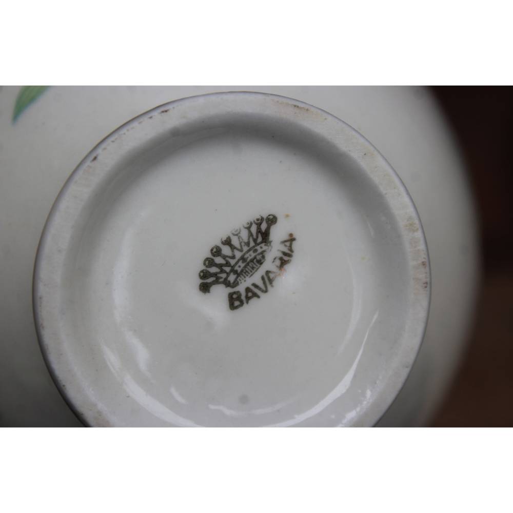 Vase Wiesenblumen Dekor Krone Bavaria Porzellan Vintage 40er 50er Jahre West Germany