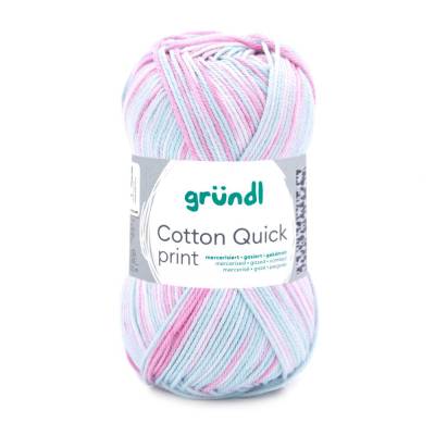 62,00 € / 1 kg Gründl ’Cotton Quick print’ leicht glänzende Baumwolle Wolle Garn Farbe: 241 / rose-mint-weiß-mix color