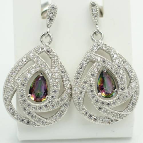 Exklusive 2,76 Carat Mystiktopas, Zirkonia Ohrstecker, 925 Silber Ohrring, Top