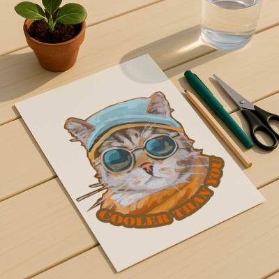 Clipart mit Spruch, Coole Katze, sofortiger Download