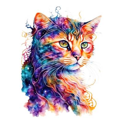 Fantasie Katze Cat 6 x 8 cm Bunt magisch Bügelbild DIY Bügelmotiv Applikation