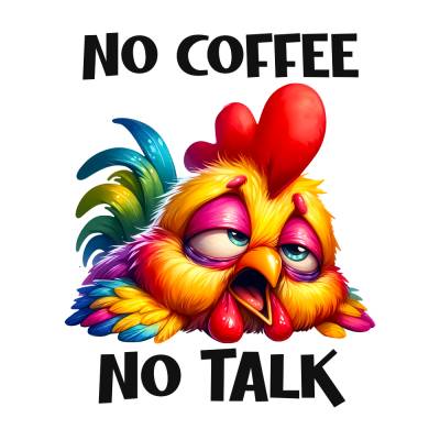 No Coffee noch Talk Crasy Chicken Bügelbild DIY Bügelmotiv Applikation