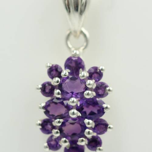 Exklusiver 1,16 Carat Amethyst Anhanger, 925 Silber, Kette, Collier, Rhod.