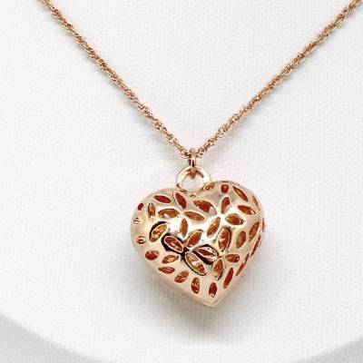 Schmuckset Kordelkette und Anhänger Herz zum öffnen mit Magnetverschluss in Roségold Farbe