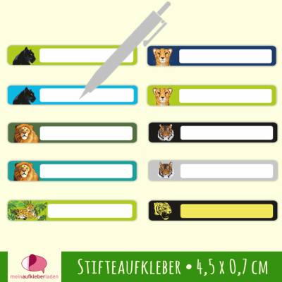 Stifteaufkleber | Großkatzen - 0,7 x 4,5 cm - blanko zum Selbstbeschriften