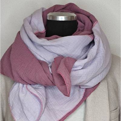 Musselin Tuch Halstuch Colour Block Optik in der Farbe altrosa/flieder
