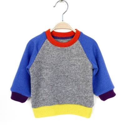 Babypullover Größe 68 grau blau bunt 100% Kaschmir / Upcycling Kaschmirpullover für Babys