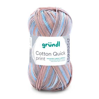  62,00 € / 1 kg Gründl ’Cotton Quick print’ leicht glänzende Baumwolle Wolle Garn Farbe: 238 / beige-blau-grau-mix color