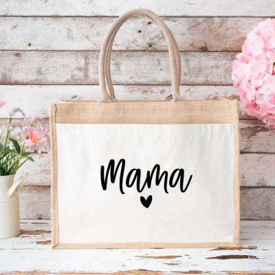 Jutetasche Mama mit Herz – Geschenkidee zum Muttertag oder einfach so