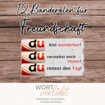 Duplo-Banderolen - FREUNDSCHAFT - 12 liebevolle Botschaften zum Ausdrucken | LastMinuteGeschenk zum Sofort-Download