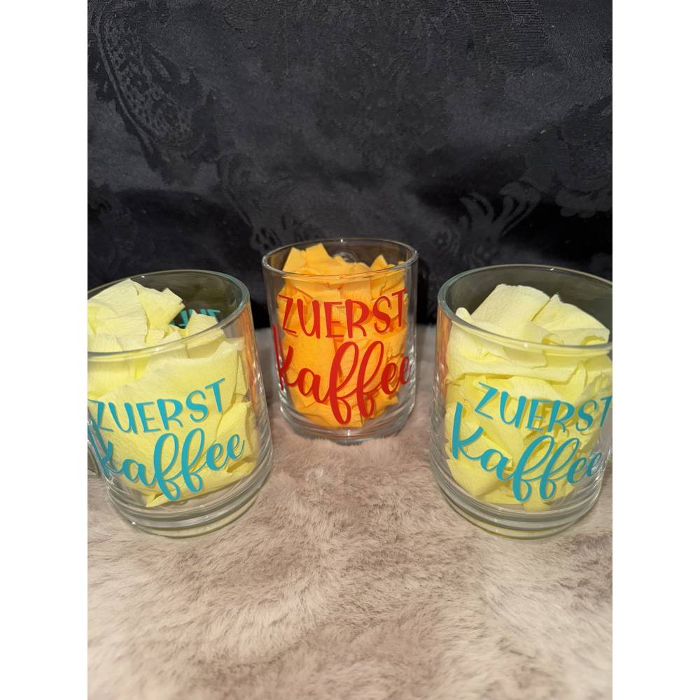 Glas Tasse mit Plott