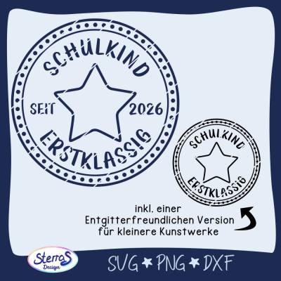 Plotterdatei Schulkind Erstklassig SVG DXF PNG – Einschulung 2026, personalisierbar, DIY Geschenk, Schilder, Schule