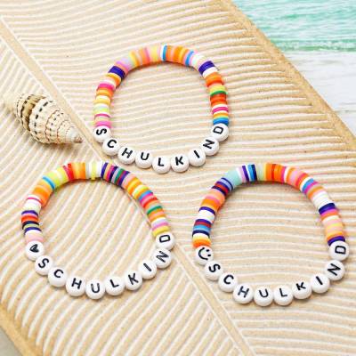 Armband Schulkind, Smiley, Herz, Kinderarmband, Einschulung, Perlenarmband, Schulanfang, Geschenk, Mitbringsel, bunt