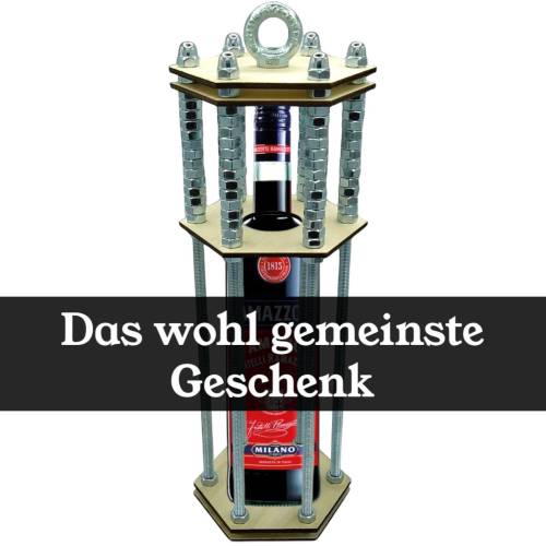 Flaschenkäfig DIY-Bausatz | Lustiges Geschenk für Männer & Frauen | Geburtstag, Party, Mitbringsel | Für 0,7L Flaschen