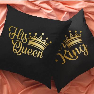 Geschenk für Paare | Queen und King Kissen | Kissen mit Spruch | Partnerkissen  | Deko Kissen | Geschenkidee