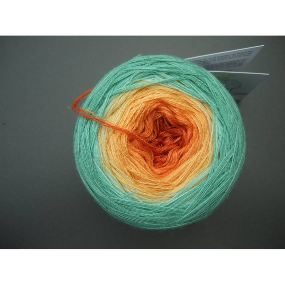 100% Schurwolle Merino extrafein Bobbel gefachter Farbverlauf Wolke 7 Oase 3-fädig Bild 2