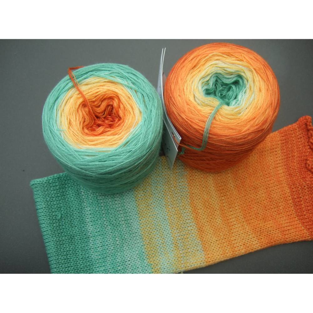 100% Schurwolle Merino extrafein Bobbel gefachter Farbverlauf Wolke 7 Oase 3-fädig Bild 4