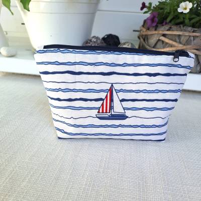 Universaltasche mit Reißverschluß aus Canvas maritimes Design