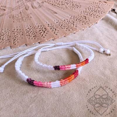 Lesbisches Pride-Armband  - Makramee – Größenverstellbar und individuell - Queer - CSD - LGBTQIA+