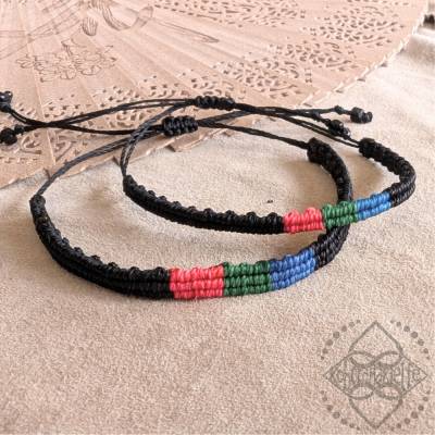 Polysexuelles Pride-Armband – Farben der Polysexual Flag – Handgefertigt - Größenverstellbar