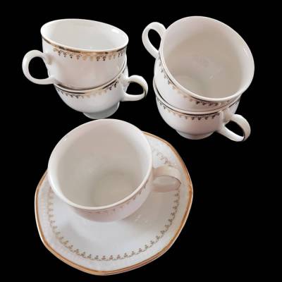 Vintage Kaffeegedeck Mitterteich Bavaria Porzellan Goldrand – Tasse & Untertasse 70er Jahre neuwertig