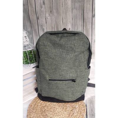 Rucksack WASSERFEST (Farbbeispiel oliv) aus Leinenoptik Canvas, wasserdichter Innenraum, Tasche in 36 Farben
