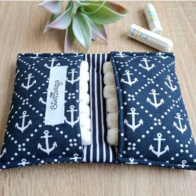 Tampontasche maritim, Tampontäschchen mit Anker, Periodentäschchen, Geschenk, Tampon Aufbewahrung 
