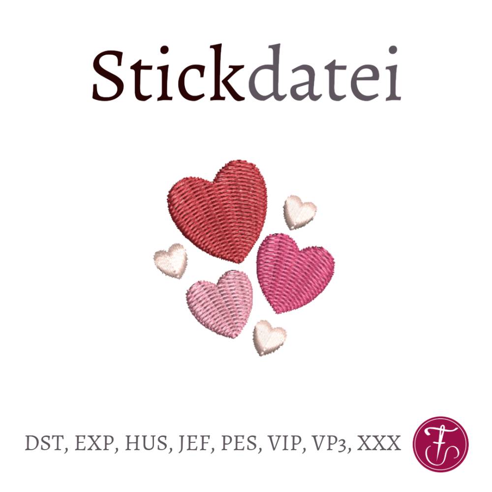 Stickdatei Herzen 4x4cm Bild 1