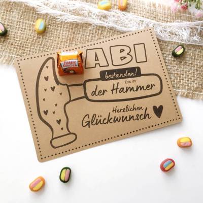 Abi Glückwunschkarte Druckvorlage – Hammer bestanden – Geldgeschenk Karte Abitur PDF zum Ausdrucken