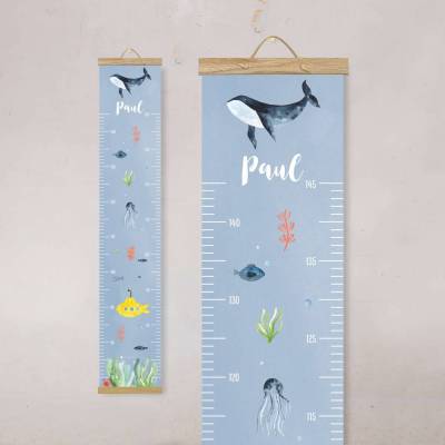 Personalisierte Messlatte Kinderzimmer "Meerestiere" – Wachstumstabelle Baby Geschenk – Messlatte mit Namen
