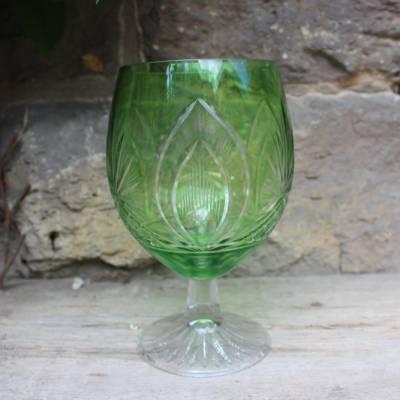 Fußschale Fußkelch Kelch geschliffen Kristallglas DDR