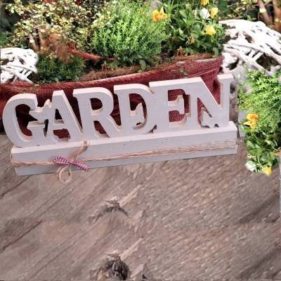 Gartendeko Gartenschild „Garden“ aus Beton 40x15x4 – Handgegossen & wetterfest für Innen & Außen