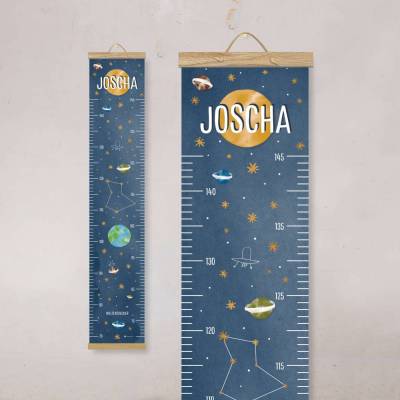 Personalisierte Messlatte Kinderzimmer "Weltraum" – Wachstumstabelle Baby Geschenk – Messlatte mit Namen