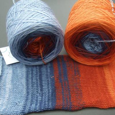 100% Schurwolle Merino extrafein Bobbel gefachter Farbverlauf Wolke 7 Rostlaube 4-fädig