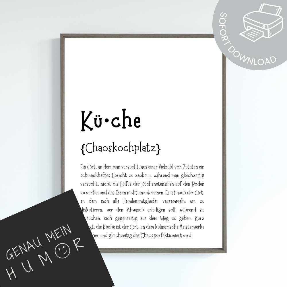Lustige Definition Küche als Poster zum Ausdrucken | digitale Datei ausdrucken und aufhängen Bild 1