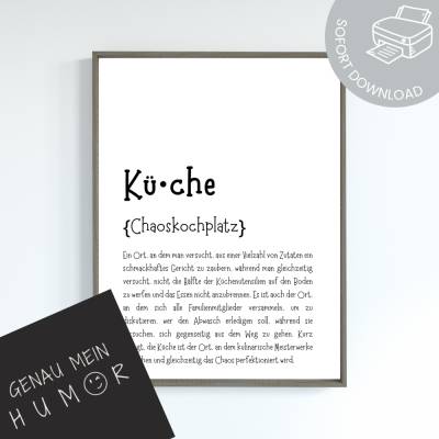 Lustige Definition Küche als Poster zum Ausdrucken | digitale Datei ausdrucken und aufhängen