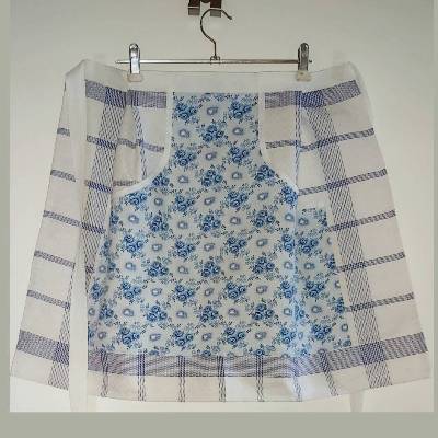 Klammerschürze, Schürze mit großer Tasche, Halbschürze, Klammerbeutel, Küchenschürze, Halbleinen, Kochschürze, vintage