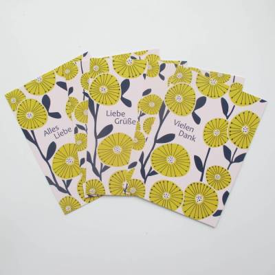 Postkarten Gartenträumer, 10 Karten mit stilisierten Sonnenblumen, 5 Motive je 2 Stück