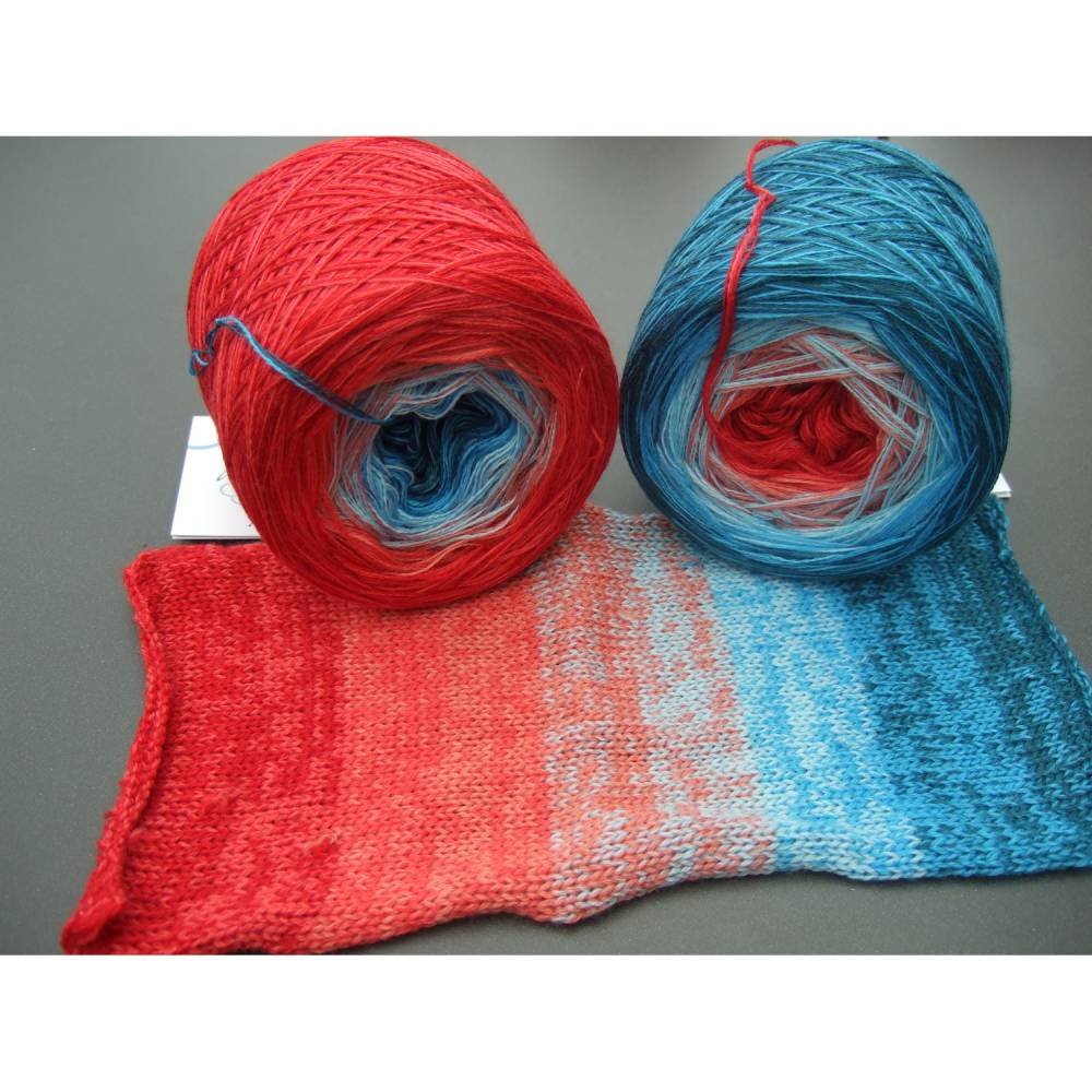 100% Schurwolle Merino extrafein Bobbel gefachter Farbverlauf Wolke 7 Koralle 4-fädig Bild 1